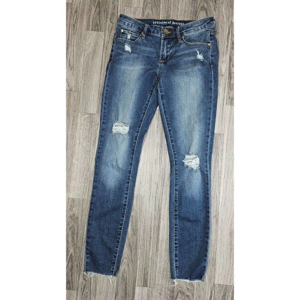 Articles Of Society Womens Size‎ 26 Pockets Distressed Denim Blue Jeans